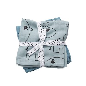 Done by Deer burp cloth, 2-pack, Contour, Blue - Done by Deer