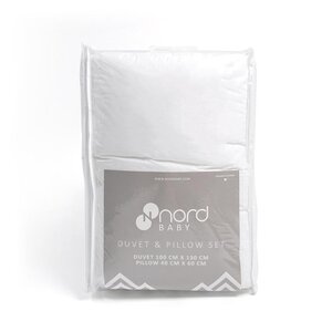 Nordbaby antklodės ir pagalvės rinkinys 100x130cm, 40x60cm, medvilnė, White - Doomoo