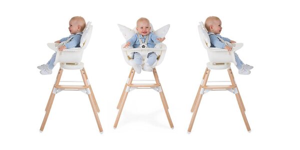 Childhome Evolu One.80° Chair 2in1 with bumper, Natural White - Childhome