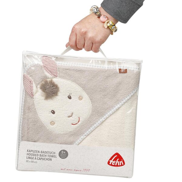 Fehn hooded towel 80x80cm, Llama - Fehn