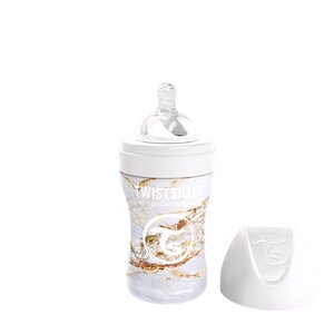 Twistshake Anti-Colic termoss - barošanas pudelīte 260ml Marble White - Bibs