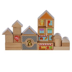 Lucy & Leo wooden toy Blocks (mid set, 25 ps) - PolarB