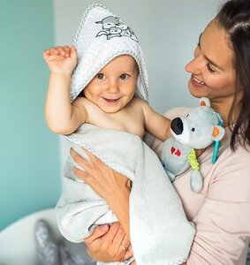 BabyOno bamboo hooded towel 100x100cm, Grey - Fehn