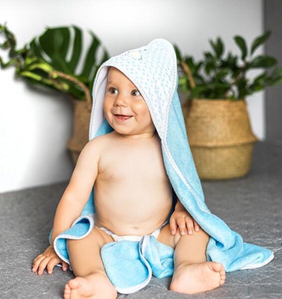 BabyOno bamboo полотенце с капюшоном 100x100cm, Blue - BabyOno