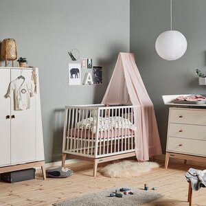 Leander Luna baby cot 120x60cm, White/Oak  - Leander