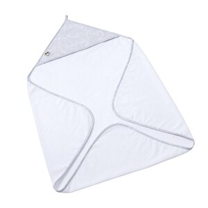 Nordbaby hooded towel 100x100cm, White/Grey - Nordbaby