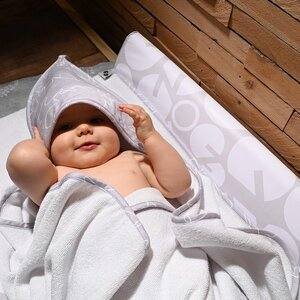 Nordbaby hooded towel 100x100cm, White/Grey - Nordbaby