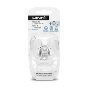 Suavinex  Wide neck 3 position silicone teat 2pcs - Suavinex