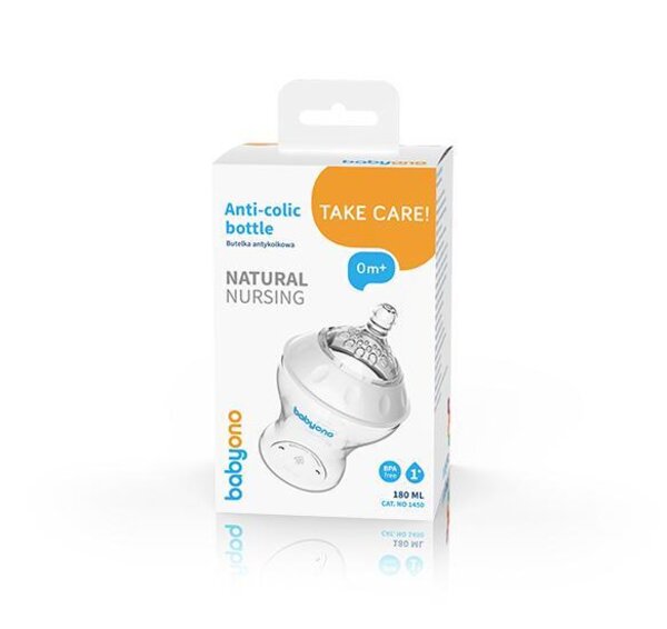 BabyOno Anti-colic buteliukas 180ml NATURAL NURSING - BabyOno