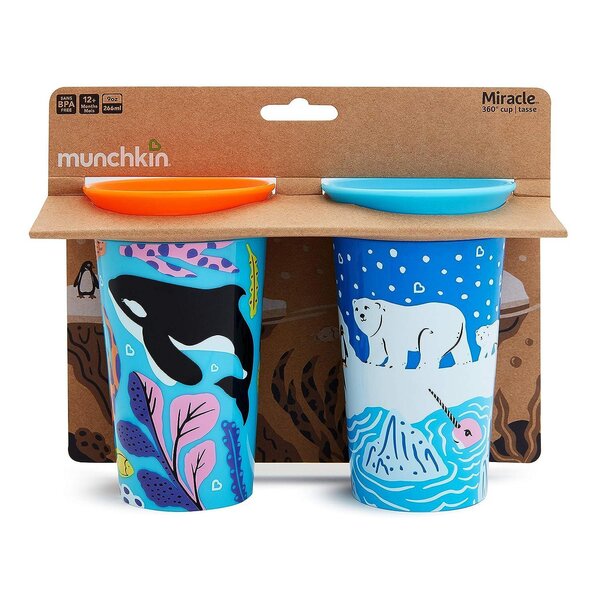 Munchkin Sippy Cup 2pk 266ml Wildlove Miracle 360 Polar Bea - Munchkin