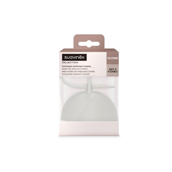Suavinex silicone soother holder Soft Grey - Suavinex
