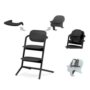 Cybex Lemo highchair set 3 in1 Stunning Black with comfort Inlay - Cybex