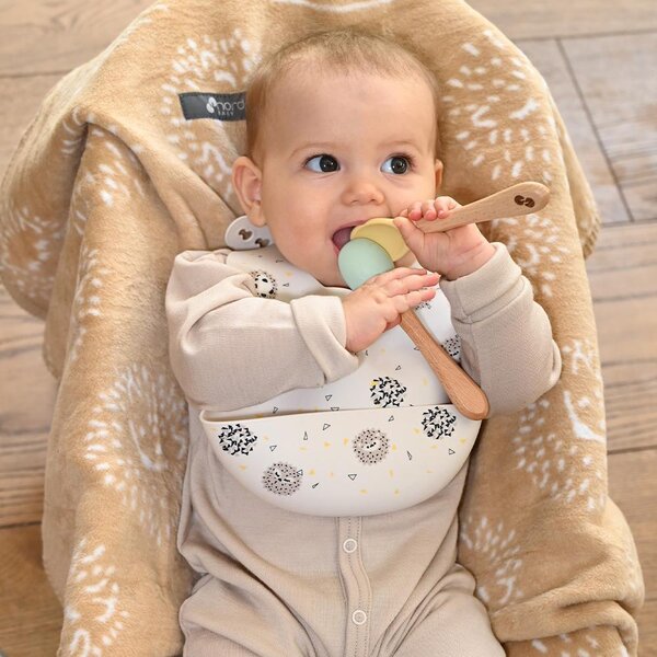 Nordbaby silicone bib Hedgehoge beige - Nordbaby