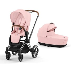 Cybex Priam V4 vežimėlio komplektas Peach Pink, Frame Chrome Brown - Cybex