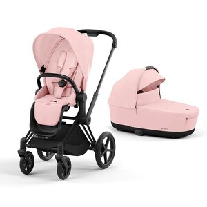 Cybex Priam V4 vežimėlio komplektas Peach Pink, Frame Matt Black - Cybex