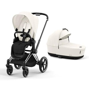 Cybex Priam V4 vežimėlio komplektas Off White, Frame Chrome Black - Cybex