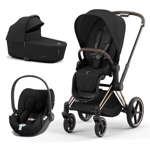 Cybex Priam V4 kомплект коляски 2in1 Sepia Black, Rose Gold + Cloud T Plus Sepia Black - Cybex