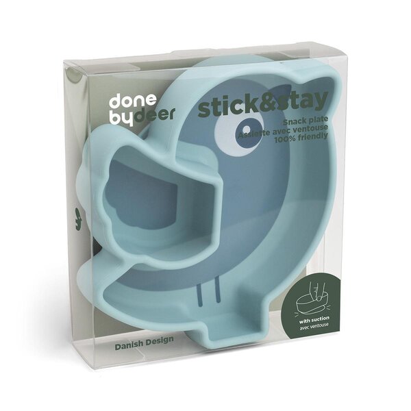 Done by Deer silicone Stick&Stay snack plate Birdee Blue - Done by Deer
