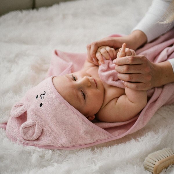 BabyOno bamboo полотенце с капюшоном 100x100cm Pink - BabyOno