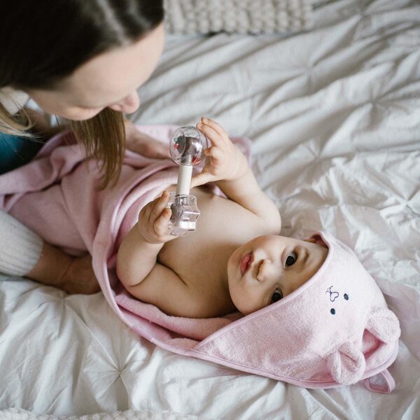 BabyOno bamboo полотенце с капюшоном 100x100cm Pink - BabyOno