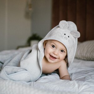 BabyOno bamboo полотенце с капюшоном 100x100cm Grey - BabyOno