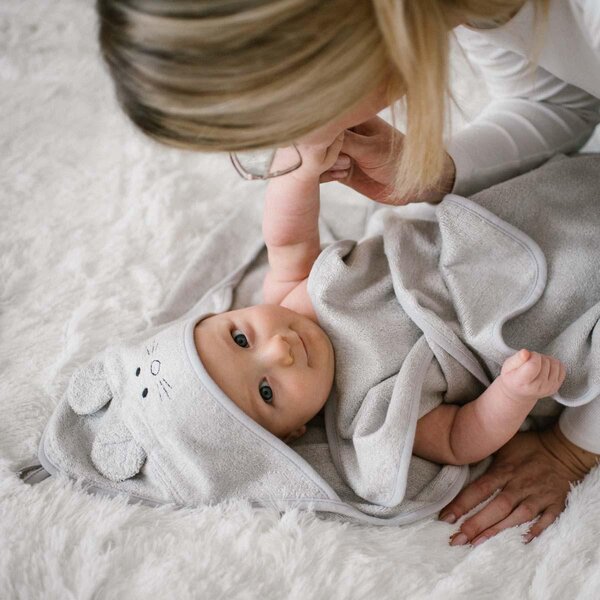 BabyOno bamboo полотенце с капюшоном 100x100cm Grey - BabyOno
