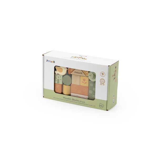 PolarB Wooden Blocks (50 pcs) - Green Forest - PolarB