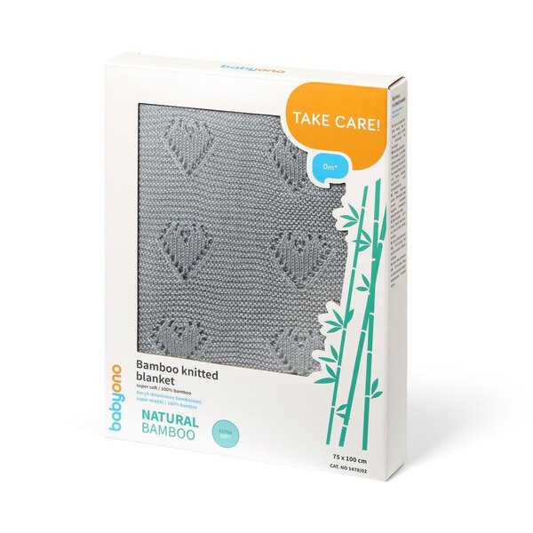 BabyOno bamboo knitted blanket 75x100cm, Blue - BabyOno