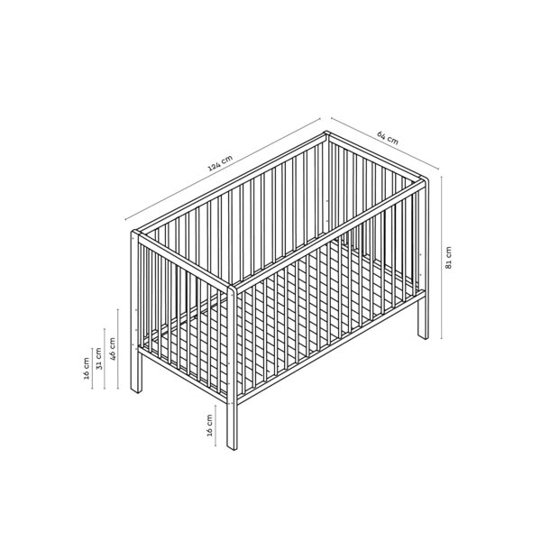 Tinynord võrevoodi Lassy 60x120cm, White - Tinynord