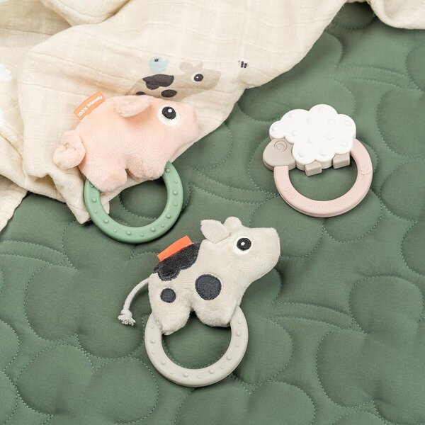 Done by Deer sensory rattle with teether Pigee Pink - Done by Deer