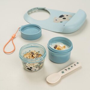 Done by Deer To go 2-way snack container S Tiny farm Blue - Done by Deer
