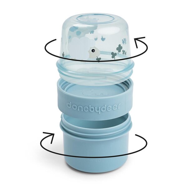 Done by Deer To go 2-way snack container S Tiny farm Blue - Done by Deer