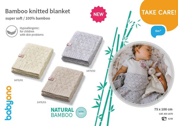 BabyOno kootud bambustekk 75x100cm, Beige - BabyOno