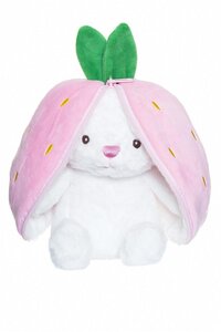 Teddykompaniet soft toy 20cm, Bunny in Carrot with zip Pink  - Teddykompaniet