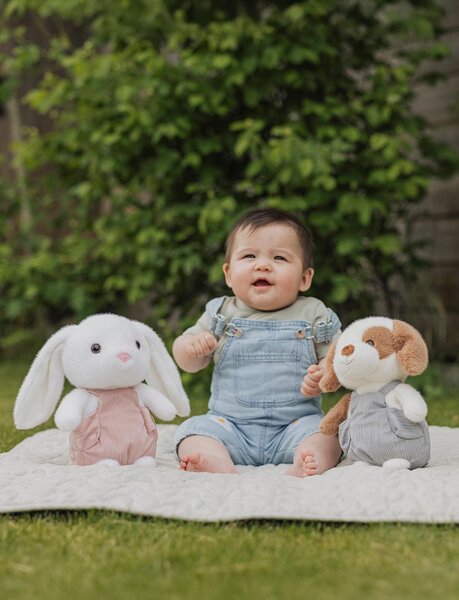 Teddykompaniet soft toy 22cm, Bunny with Dungarees White - Teddykompaniet