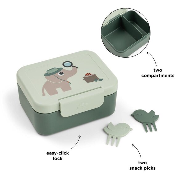 Done by Deer Lunch box with snack picks Tiny trails Green - Done by Deer