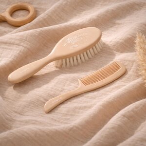 BabyOno hairbrush and comb, super soft bristle Beige - BabyOno