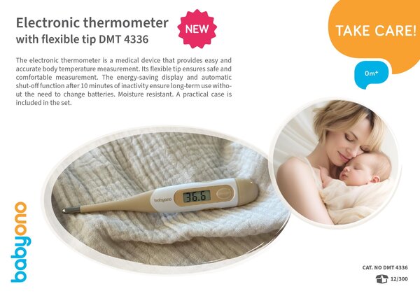 BabyOno digital thermometer with flexible tip Beige - BabyOno